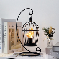 Lampe de table décorative pour cage à oiseaux élégante lampe de salle à manger de bar sans fil noire lampe alimentée par batterie pour d'autres décorations d'événements