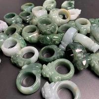 Pixiu Jade Anneaux Pierre Naturelle Mode Anneaux Sculptés Type a Haute Qualité Guérison Authentique Jade Anneaux pour Hommes