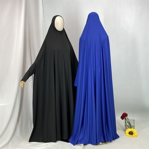Jilbab de prière islamique traditionnel basique une pièce longueur intégrale en jersey extensible premium 6841 # - Product Image 3