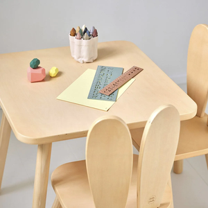 Ensemble table <span class=keywords><strong>et</strong></span> chaise d'étude pour enfants avec oreilles de lapin, bureau en <span class=keywords><strong>bois</strong></span> pour enfants avec 2 chaises pour tout-petits - Product Image 3