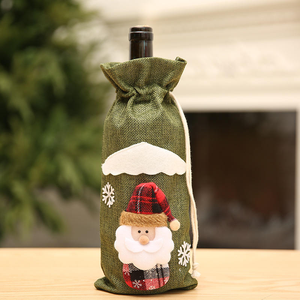 Giáng sinh vải lanh vải bố chai rượu vang Túi Vải Bố bao bì Pouch Bìa chai rượu vang Túi Quà Tặng với dây rút Xmas trang trí - Product Image 2
