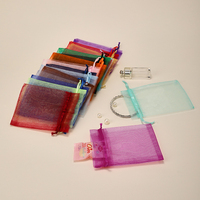 Pochette cadeau transparente en organza doré, maille solide transparente, cordon de serrage, pochettes pour bijoux, sac d'emballage