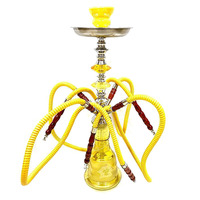 Nouveau design moderne, chicha arabe en acrylique de taille moyenne, ensemble de 55 cm – Pot à chicha double à quatre tuyaux