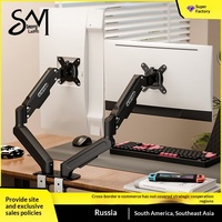 Support de bureau pour double moniteur, réglable en hauteur et orientable, avec bras de fixation pour ordinateur portable, capacité de charge 9 kg, pour ordinateurs