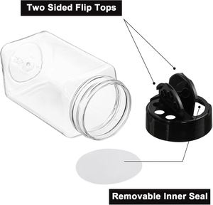 Small 4oz Square Eco-Friendly Food Grade Sea Salt Seasoning Packaging PET Plastic Bottle Clear Spice Container Black Butterfly - Product Image 3
