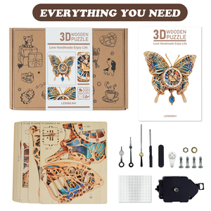 Rompecabezas de madera 3D con forma de mariposa, kit de montaje DIY para decoración del hogar, juguete STEM unisex para adultos - Product Image 5
