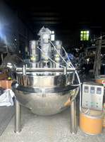 Marmite de cuisson industrielle inclinable à chauffage électrique et gaz avec agitateur et homogénéisateur pour sauces et émulsions