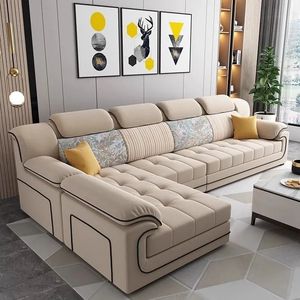 Modern L Shape Fabric <b>Sofa</b> Set Tufted Waterproof Living Room Furniture - Product Image 2