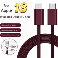 Nouveau câble de données tressé double Type-C PD à charge rapide, couleur bordeaux, pour Apple 15-18 toutes séries