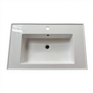 Lavabo mural en résine moderne MEBO OEM ODM pour hôtel, lavabo simple en résine blanc brillant avec drain - Product Image 5