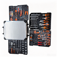 Kit complet d'outils de réparation automobile 187 pièces, jeu de clés à douille à cliquet en acier au chrome-vanadium avec boîtier en aluminium pour mécanicien