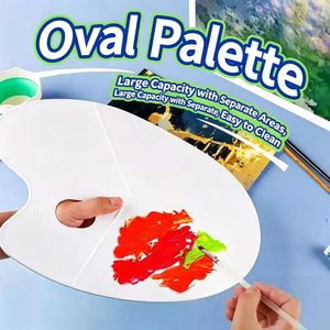 <span class=keywords><strong>Grande</strong></span> <span class=keywords><strong>palette</strong></span> ovale à trois lignes spéciale pour étudiants en art – Plateau de mélange pour <span class=keywords><strong>aquarelle</strong></span>, huile, acrylique, gouache – Fournitures artistiques - Product Image 1