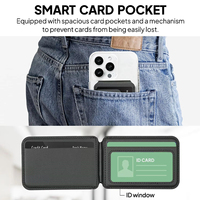 Dompet Kartu Magnetik Khusus untuk Ponsel dengan Penyangga yang Dapat Disesuaikan, Pemblokir RFID, Dompet Kartu Kredit MagSafe untuk iPhone