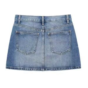 กระโปรงยีนส์ผู้หญิงทรงวินเทจเอวสูงคุณภาพดีมีกระเป๋าแฟชั่นใหม่ประจำฤดูร้อนปี 2025 - Product Image 2