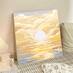 Kit de Pintura al Óleo Digital DIY con Marco de Madera Sólida Panwenbo, Pintura por Números con Lienzo Enmarcado <span class=keywords><strong>para</strong></span> Colorear Manualmente - Product Image 5