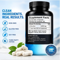Capsules de L-Citrulline 3000mg à Marque Blanche OEM, 240 unités – Complément Alimentaire pour l'Endurance Sportive et la Récupération Musculaire chez l'Homme Adulte
