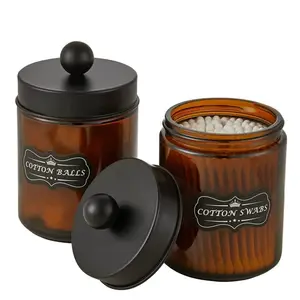 Tái Sử Dụng 8Oz Phòng Tắm Lưu Trữ Apothecary Kính Jar Cho Bông Gạc Nến Thủy Tinh Lọ Với Kim Loại Nắp