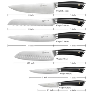 Couteau <span class=keywords><strong>de</strong></span> chef à haute teneur en carbone 5Cr15Mov en acier inoxydable avec manche ABS couteau <span class=keywords><strong>de</strong></span> cuisine Chef <span class=keywords><strong>Kn</strong></span> vente en gros 6 pièces 8 "7" 5 "3.5 pouces - Product Image 2