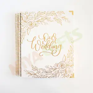 Cetak kustom buku catatan spiral terikat A4 A5 B5 B6 jadwal perencanaan pernikahan kawat emas perencana kumparan dengan tab pembagi