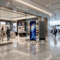 Écran publicitaire LED mobile d'intérieur P1.56 1mx2m à louer, avec Wi-Fi, USB, Plug-and-Play et roues pour boutique éphémère