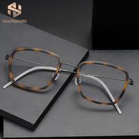 Gafas 6615 con Montura sin Tornillos, Montura Completa de Titanio, Gafas sin Tornillos, Gafas Ópticas Retro de Moda