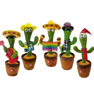 Hot Sale electronic Cactus Plush Toy Talking Sing Dancing Cactus Toy for kids and baby