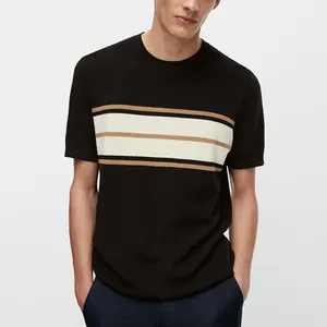 Personnalisé de haute qualité à manches courtes pour hommes tricoté à manches courtes Polo T Shirt rayure couleur différente conception hommes tricots