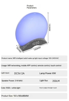 Mesin Suara White Noise Bayi dengan Kontrol Aplikasi WiFi, Lampu LED Sunrise, 25 Lagu, Jam Alarm, Speaker BT, Lampu Malam Modern ABS