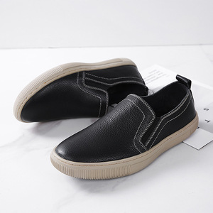 Mocassins en cuir véritable à bout rond pour hommes, semelle extérieure en caoutchouc légère, semelle intermédiaire en EVA, chaussures décontractées toutes saisons - Product Image 2