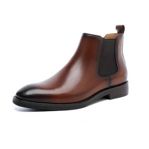 Invierno británico Vintage hecho a mano <span class=keywords><strong>Caballero</strong></span> Chelsea botas hombres <span class=keywords><strong>de</strong></span> moda cuero genuino Slip-on tobillo botín Color-pulido - Product Image 1