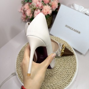 2025 New Women <b>Pumps</b> <b>Black</b> and Apricot Matching Thin Heel Pointed Toe Office Shoes Heels for Ladies - Product Image 5