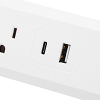Stop Kontak Ekstensi Listrik 13A, 125V, 2 Stop Kontak dengan Port Pengisian Daya USB-A & USB-C, Soket Standar AS dengan Lampu LED