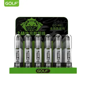 Cable USB con logotipo personalizado de GOLF, caja de visualización para micro