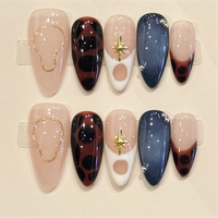 Ongles artisanaux de haute qualité, vente en gros d'usine, très demandés, forme carrée française, amande, motif ours sculpté vert, pour doigts