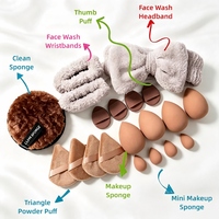Ensemble de 56 outils de beauté tout-en-un pour le visage : pinceaux de maquillage synthétiques véganes, éponge de beauté pour usage humide/sec, applicateur de correcteur, brosse de rasage