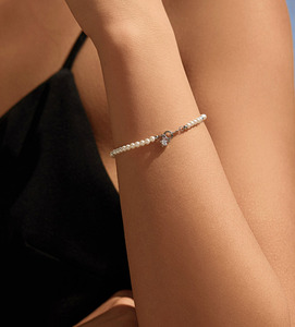 S925 <b>Silver</b> Freshwater Pearl <b>Beaded</b> Bracelet Crown Clasp Women's Classic Everyday Wear Jewelry - Product Image 3