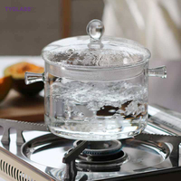 Marmites en verre borosilicate haute résistance, écologiques, au design minimaliste, à double anse, compatibles avec les cuisinières à gaz, pour la cuisson de soupes et de bouillons