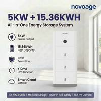 Sistema de Almacenamiento Solar Doméstico Todo en Uno Novoage Gemini 5kW 15.36kWh, Batería LiFePO4 Apilable, Inversor Híbrido IP66 ESS
