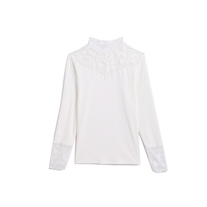 Autunno inverno Sexy Hollow Lace T shirt tinta unita a <span class=keywords><strong>maniche</strong></span> <span class=keywords><strong>lunghe</strong></span> Bottoming Shirt moda dolcevita donna top - Product Image 6