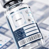 Étiquettes brillantes personnalisées pour petits flacons de peptides, autocollants imperméables pour bouteilles, pour l'emballage d'échantillons, service d'impression QR code et de lots OEM