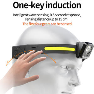 Lampe frontale rechargeable Qimai 2000 mAh COB LED à double source lumineuse inclinable et réglable pour la pêche nocturne et la course à pied - Product Image 4