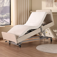 Lit d'hôpital électrique à 5 fonctions pour la maison, lit médical électrique en bois pour les soins à domicile, lit réglable pour personnes âgées