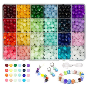 Diy Jewelry Making Kit 8mm Glass <b>Beads</b> 1200 Pieces For Bracelet Necklace Crafting Supplies Colorful Beading <b>Set</b> - Product Image 4