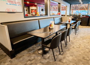 Asientos de comida rápida Cabinas de <span class=keywords><strong>restaurante</strong></span> americanas de cuero rojo personalizadas - Product Image 6