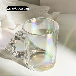 Tasses en verre simples et originales, tasse à café en verre de bonne qualité avec anse, tasse à bulles nacrée féerique - Product Image 5