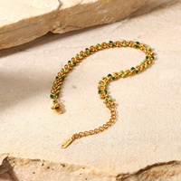 Bracelet pour femme en acier inoxydable plaqué or 18 carats, feuilles d'olivier vertes, design à gouttes d'huile, pour la mode printemps-été