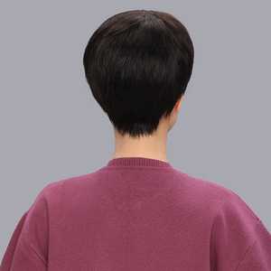 Peluca completa para mujer, cabello humano natural corto, sin costuras, invisible, de alta gama, para mujeres mayores de mediana edad, madres - Product Image 3