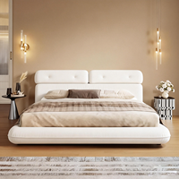 Ensemble de lit King Size, cadre de qualité, style simple, crème, hôtel, solide, vente en gros, design blanc, cadres de luxe, lit