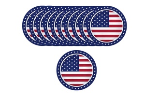 Custom 4th of July American Flag Party Supplies Set - <b>Disposable</b> Plates, Napkins, Cups, <b>Tablecloth</b> & Banner Set - Product Image 3