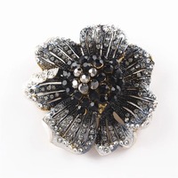 Bros Pin Bunga Mawar Kristal Penuh Klasik Vintage Mewah Berkilau untuk Wanita, Dekorasi Butik, Pesta, dan Acara Resmi